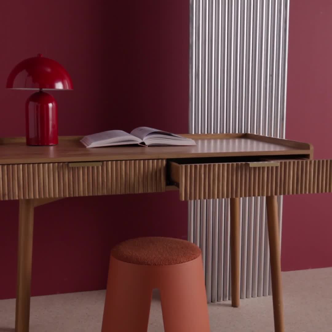 Scrivania effetto legno di mango scanalato 2 cassetti Anteprima dell’immagine prodotto 7