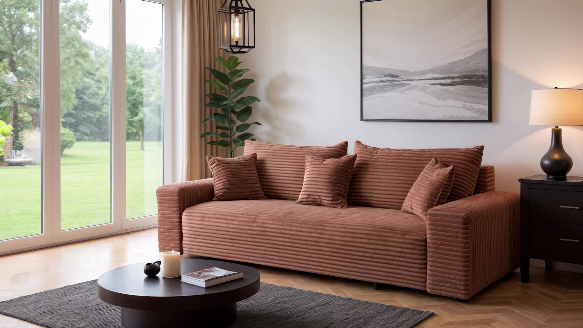 Sofiland Cordo Schlafsofa 3-Sitzer 265x105 cm Breitcord Produktbild-Vorschau 7