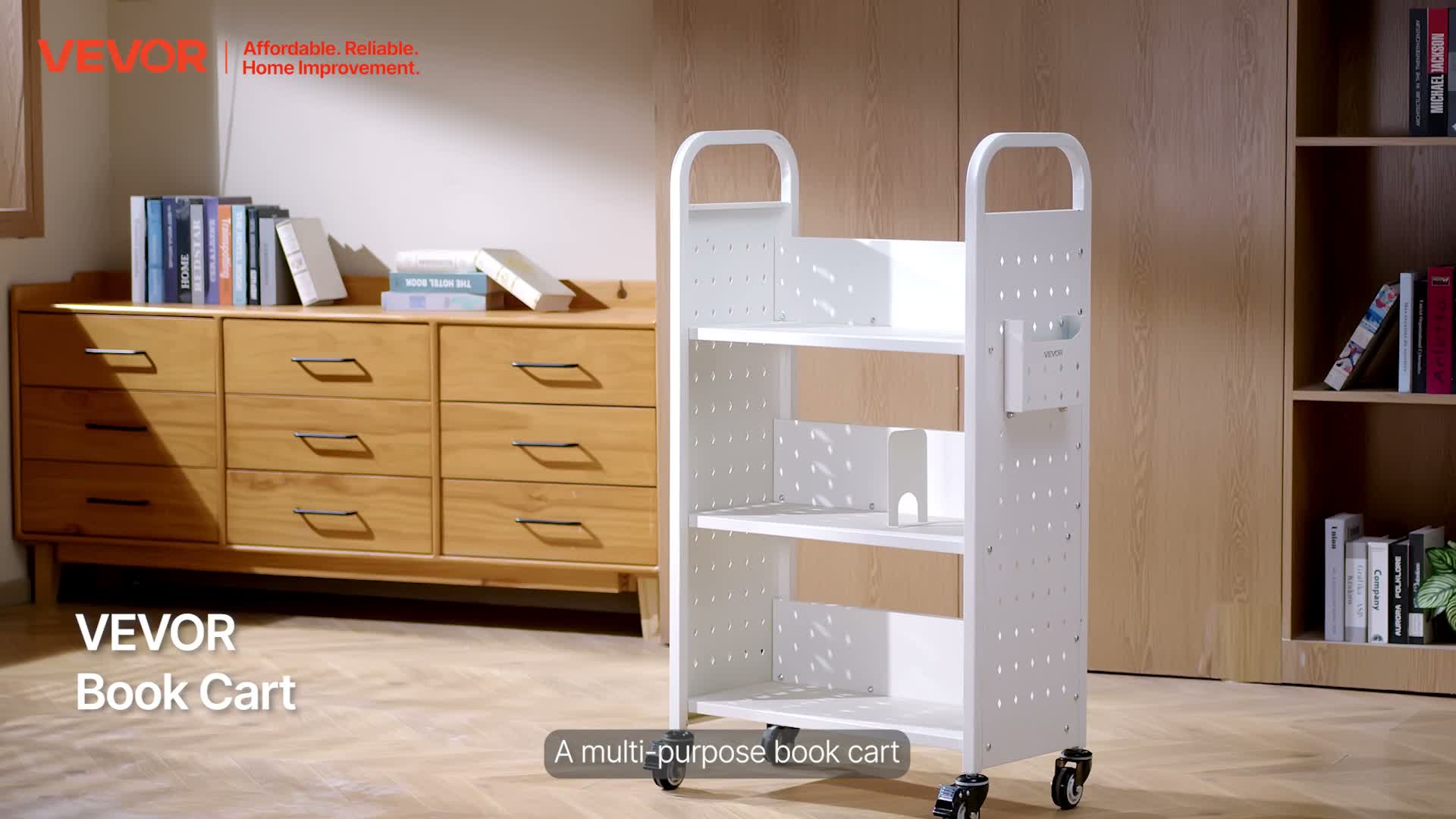 VEVOR Bücherwagen, 150 kg Tragkraft, Bibliothekswagen, 77 x Produktbild-Vorschau 7