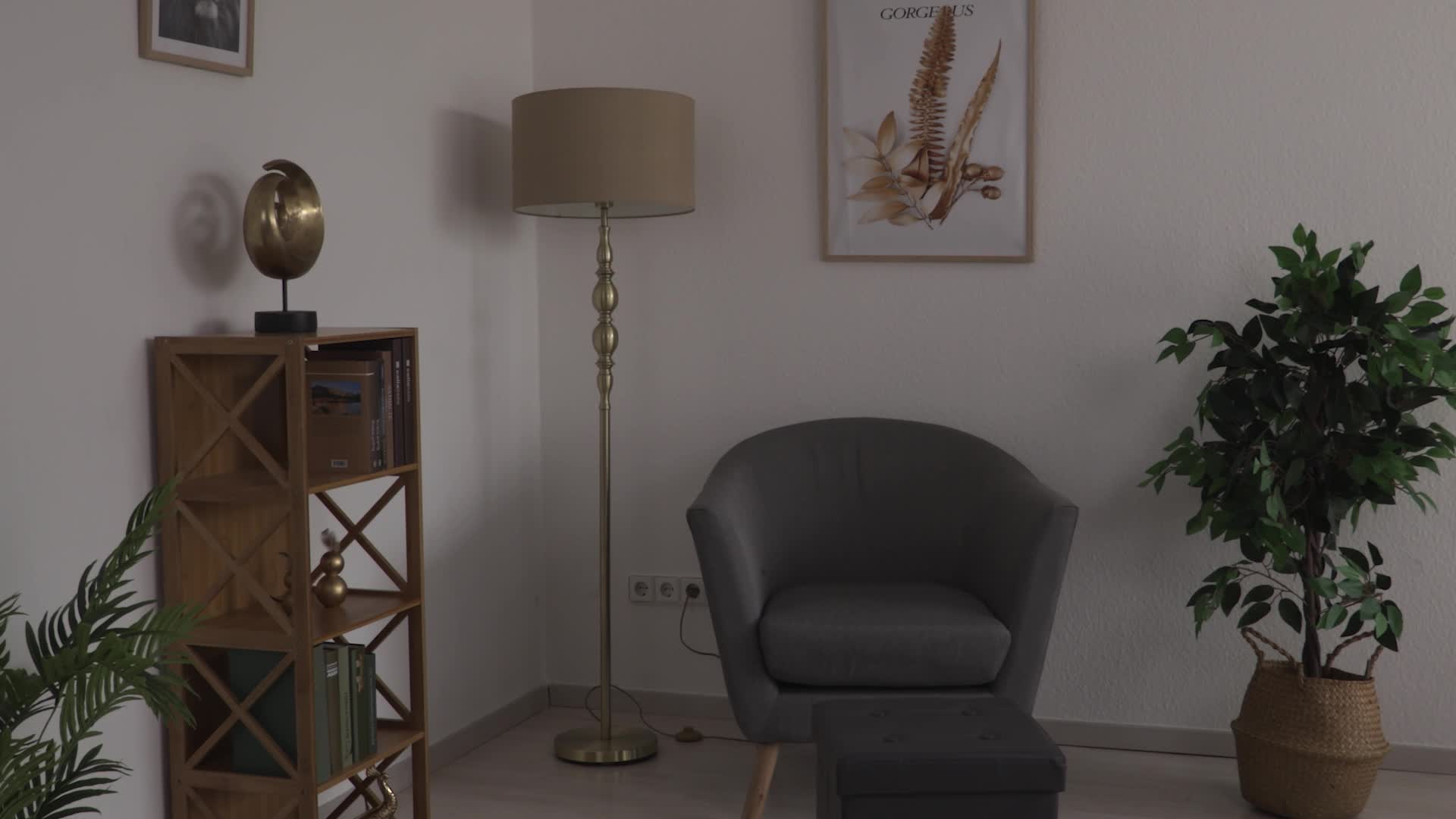 Relaxdays Stehlampe Wohnzimmer, E27, mit Kabel, Stoff Produktbild-Vorschau 7