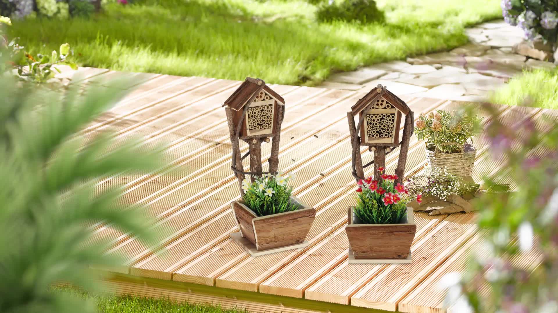 Relaxdays Bienenhotel mit Blumentopf, 2er Set, kleines Produktbild-Vorschau 7