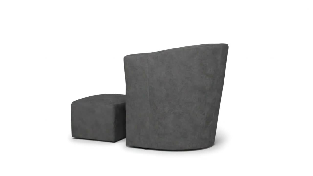 Sessel mit Hocker - Dunkelgrau - 75x79x64 cm B/H/T - Produktbild-Vorschau 7