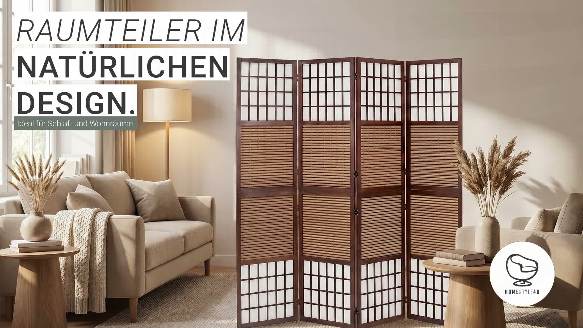 Homestyle4u Paravent Raumteiler 4 teilig Faltbar Blickdicht Produktbild-Vorschau 7