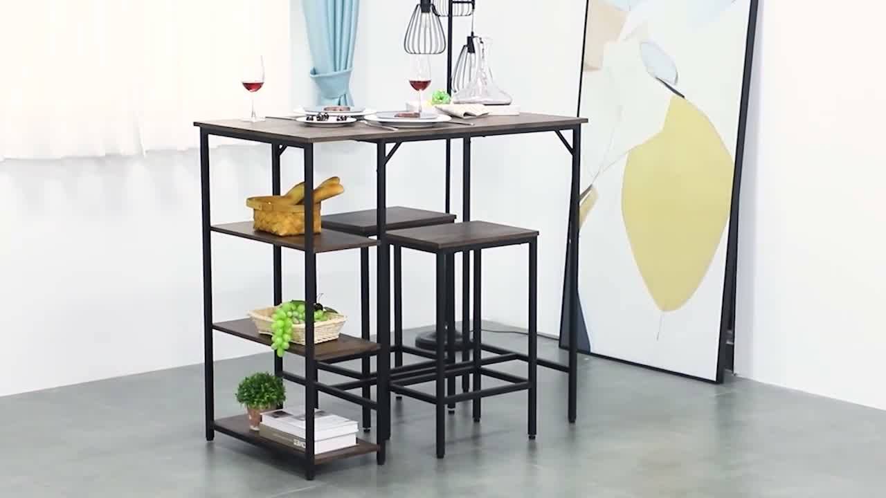HOMCOM Bartisch-Set Stehtisch mit 2 Barhockern 3-tlg. Produktbild-Vorschau 7