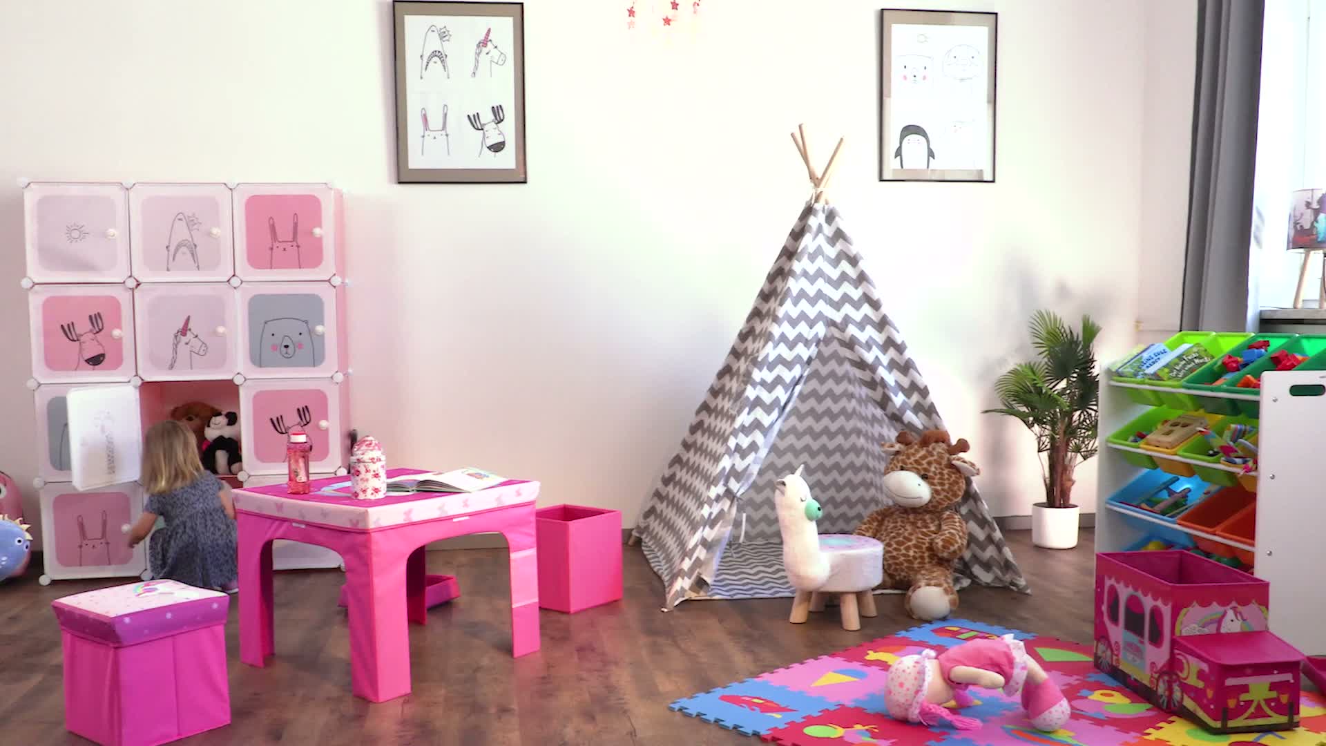 Relaxdays Steckregal Kinderzimmer, Mädchen, lustige Motive, Produktbild-Vorschau 7