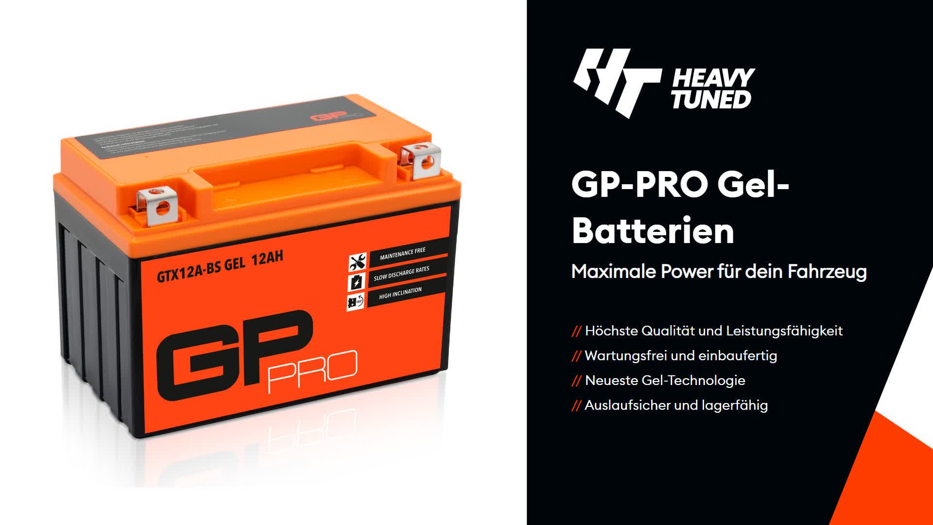 GP-PRO Gel-Batterie 12V 12Ah GT12A-BS Rollerbatterie / Produktbild-Vorschau 6