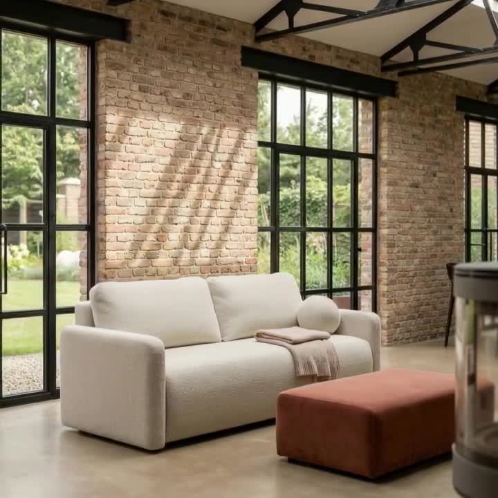 Sofa mit Schlaffunktion - Creme - Leicht zu Reinigen - mit Produktbild-Vorschau 7