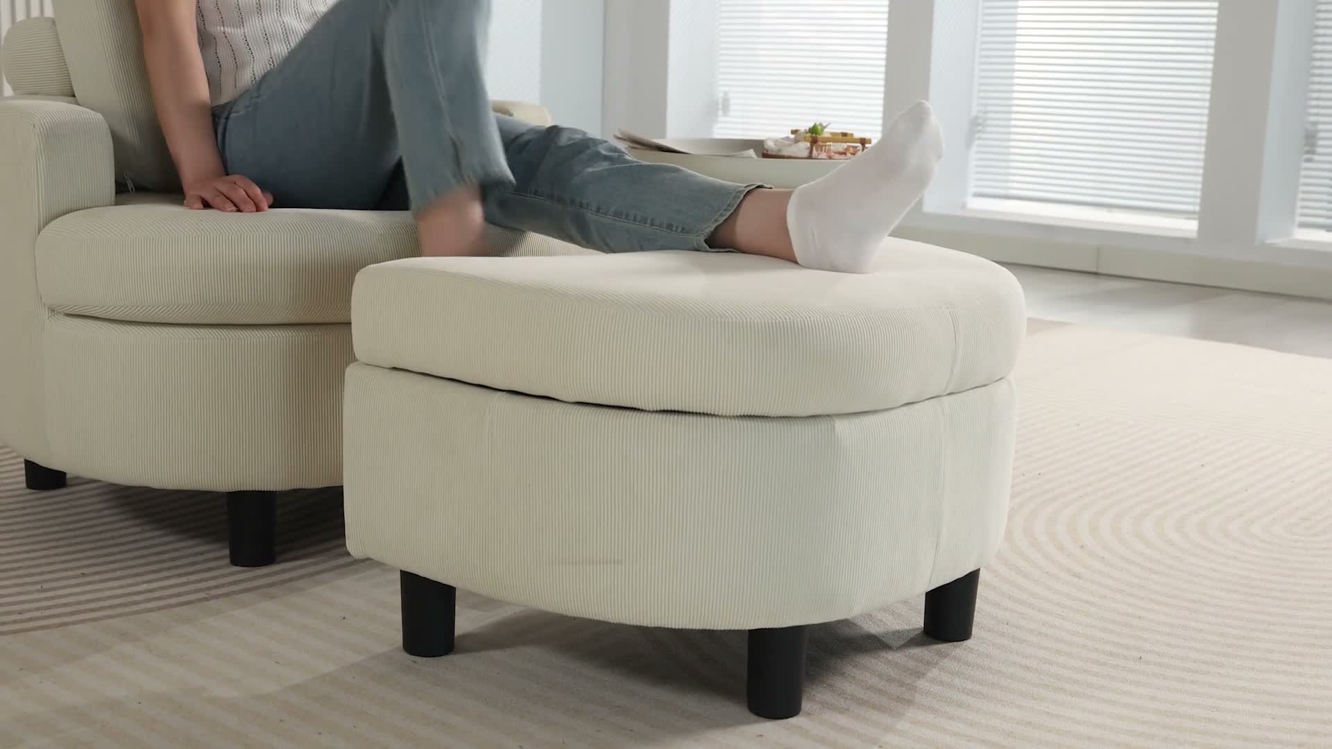 HOMCOM Sessel Loungesessel mit Aufbewahrungshocker Produktbild-Vorschau 7