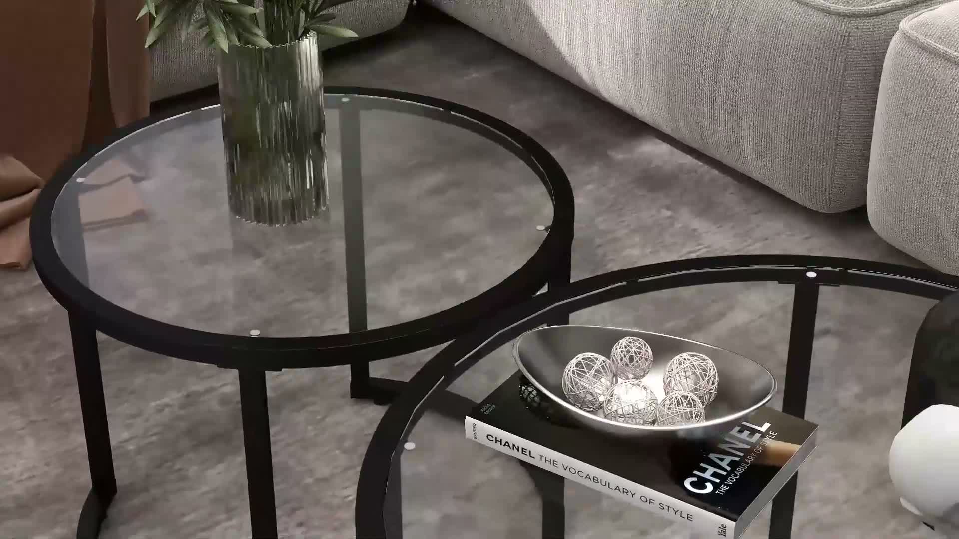 HOMCOM Couchtisch 2er-Set, Beistelltisch mit Stahlgestell, Produktbild-Vorschau 7