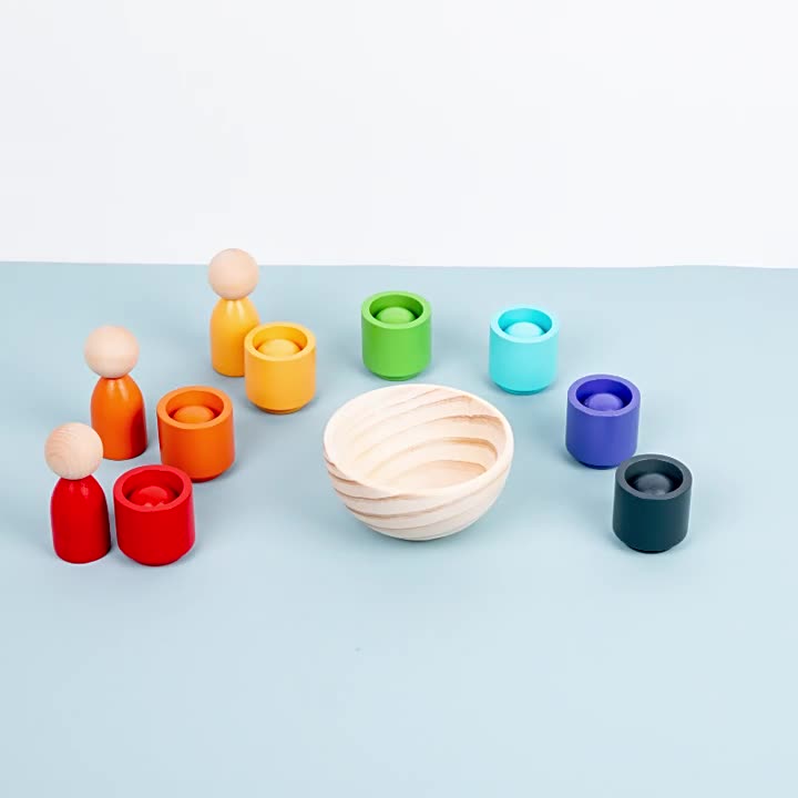 Lernspielzeuge, Regenbogen Bälle in Tassen, Montessori Produktbild-Vorschau 7