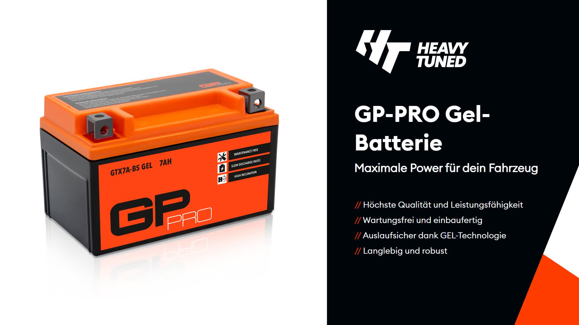 GP-PRO Gel-Batterie 12V 7Ah GTX7A-BS Rollerbatterie / Produktbild-Vorschau 6