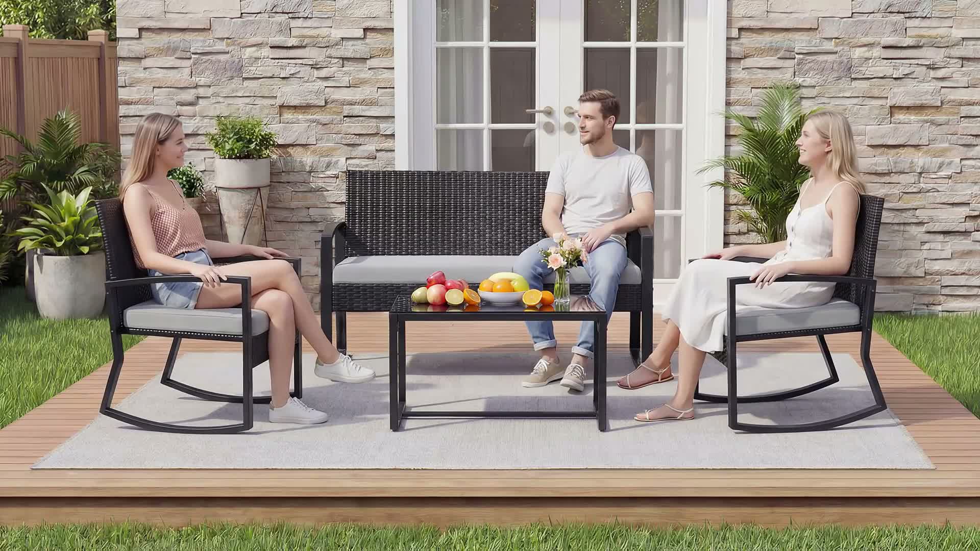 BEALIFE Gartenmöbel-Set 4-teilig mit Gartentisch | 4 Produktbild-Vorschau 7