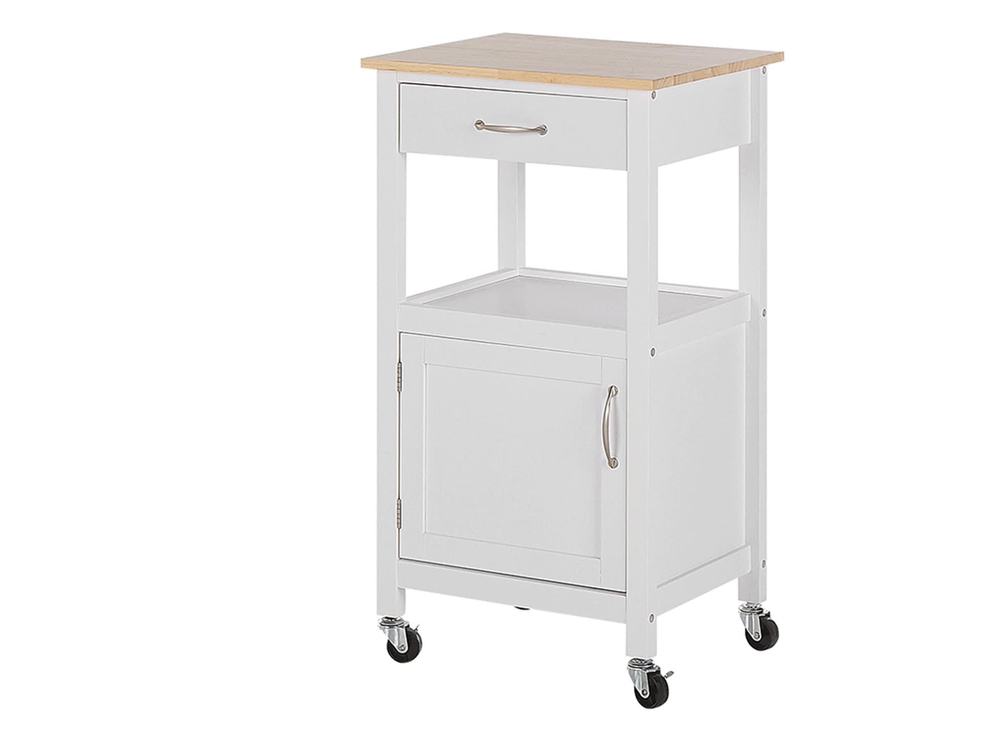 BELIANI Kuchyňský vozík bílý deska ze světlého MDF 48 x 39 Náhled obrázku produktu 7