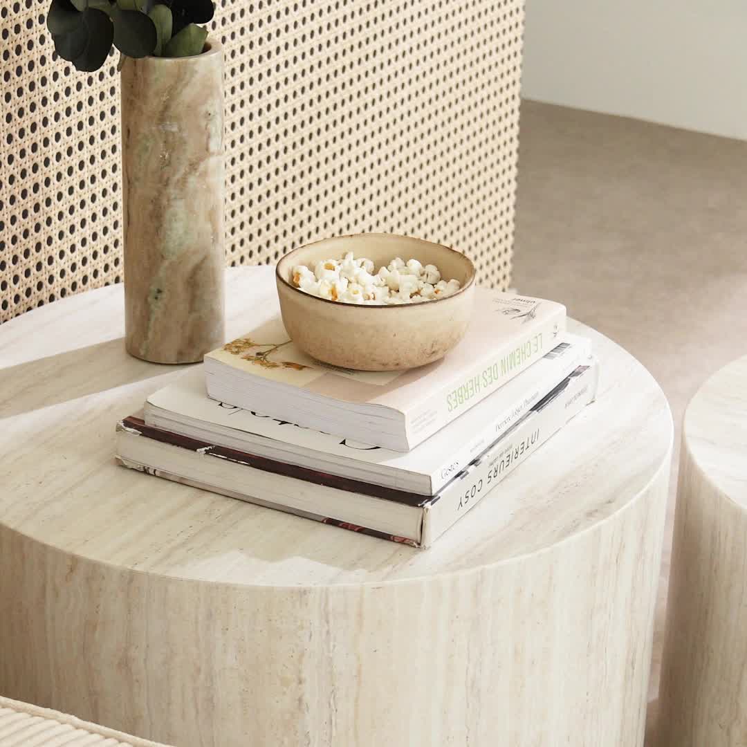 Set di 2 tavolini rotondi con effetto marmo, Bianco Anteprima dell’immagine prodotto 6