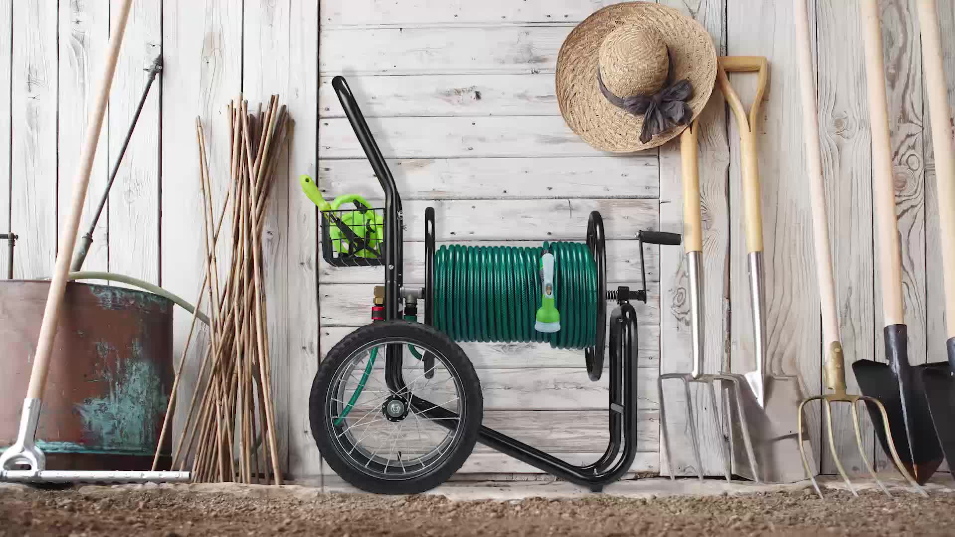 Relaxdays Schlauchwagen, bis 90 m, 2 Räder, Klickkupplung, Produktbild-Vorschau 7