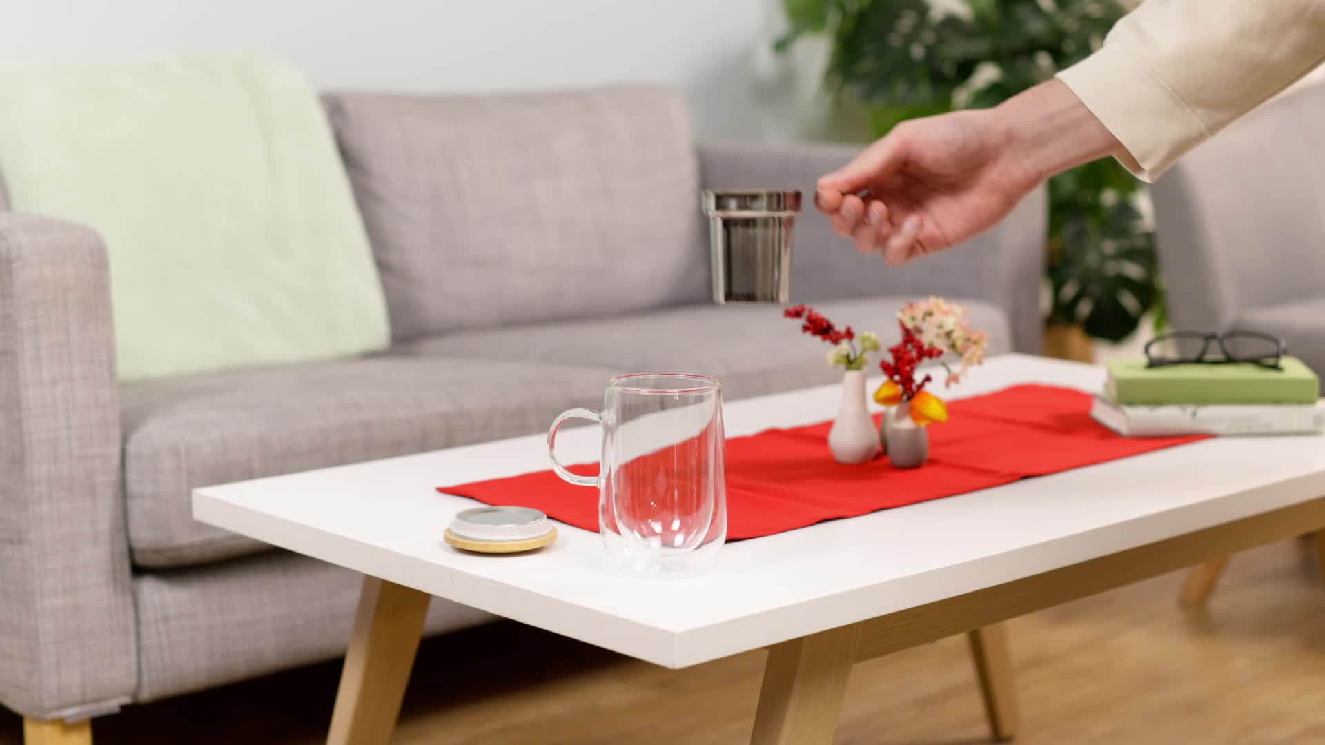 Relaxdays Teeglas, mit Edelstahl-Sieb, Bambusdeckel, Produktbild-Vorschau 7