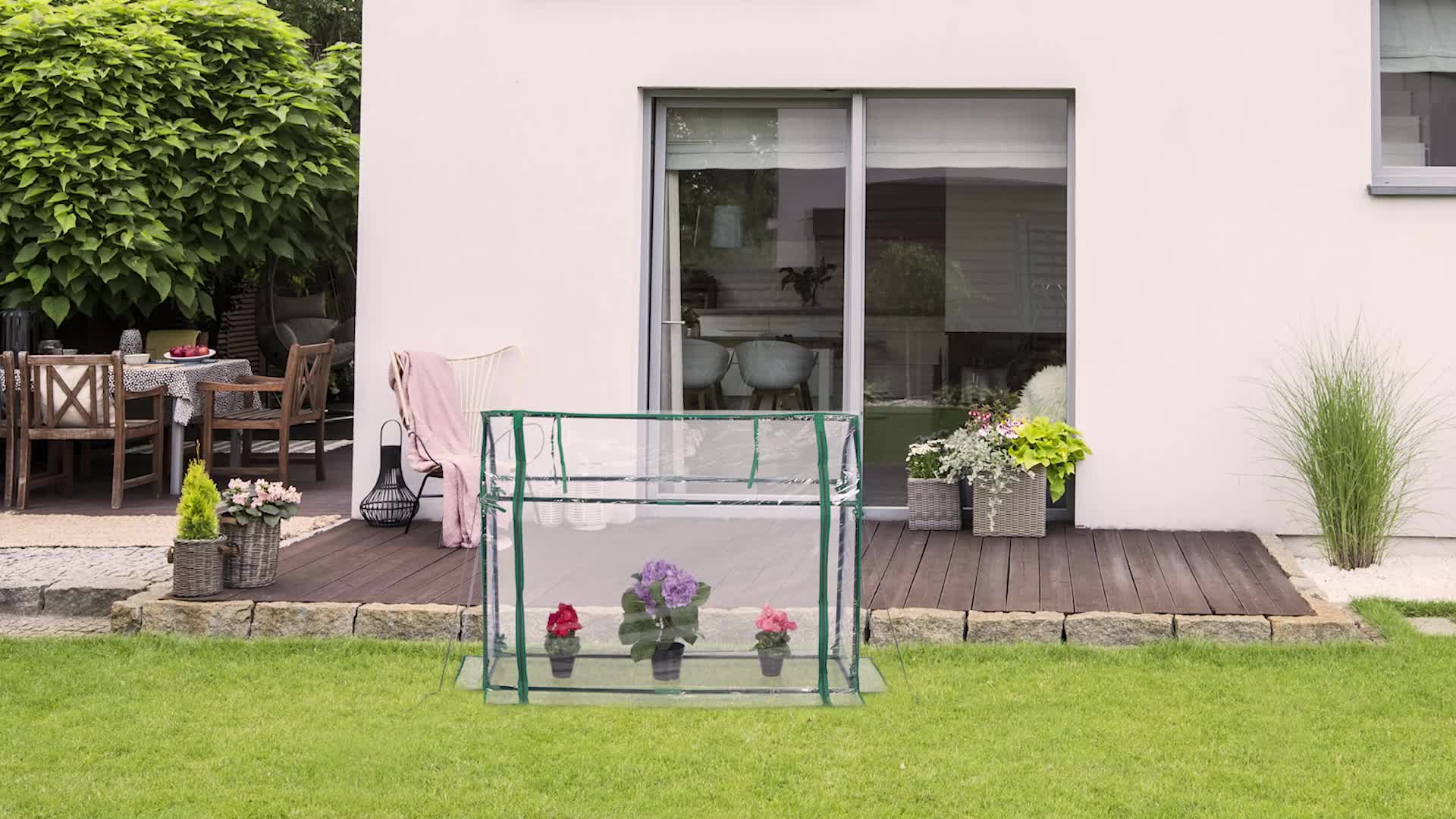 Relaxdays Foliengewächshaus, PVC-Folie, aufrollbare Tür, Produktbild-Vorschau 7