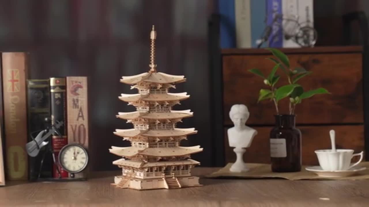RoboTime 3D-Holzpuzzle Fünfstöckige Pagode Produktbild-Vorschau 7