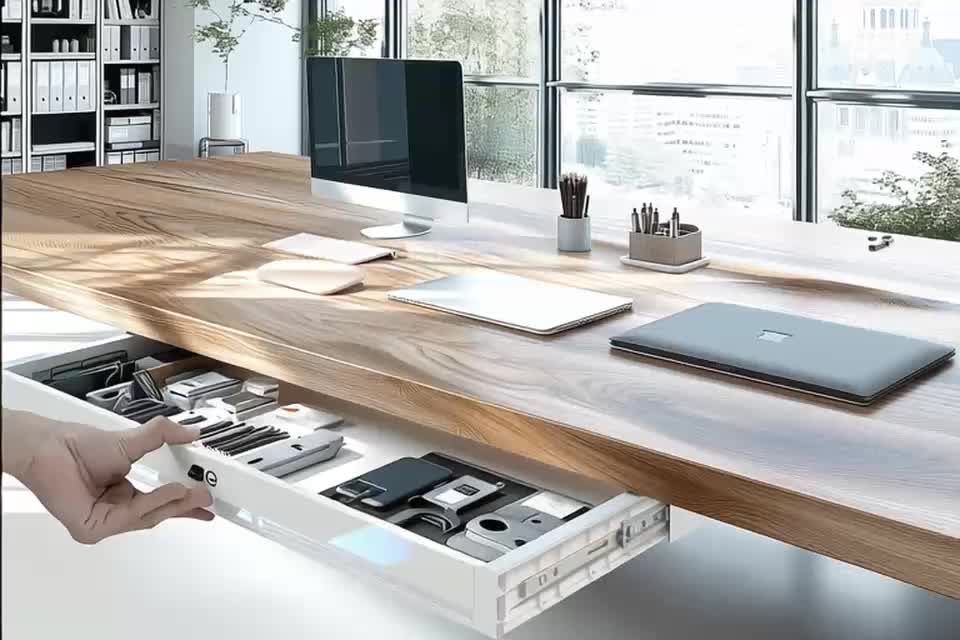 Flache Untertisch‑Schublade 758 mm | Robuste Produktbild-Vorschau 7