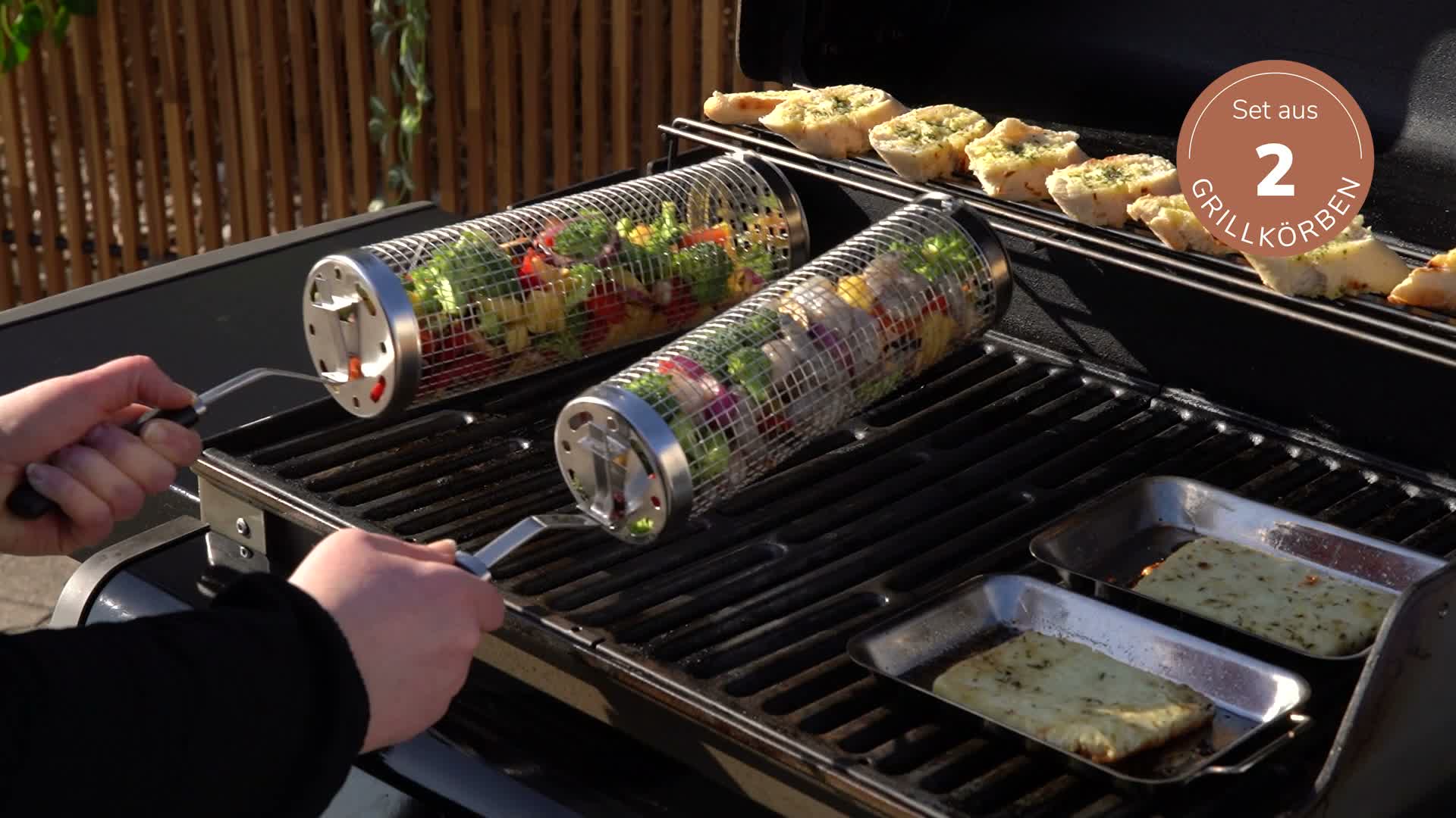 eluno Grillkorb 2er-Set mit abnehmbaren Griffen aus Produktbild-Vorschau 7