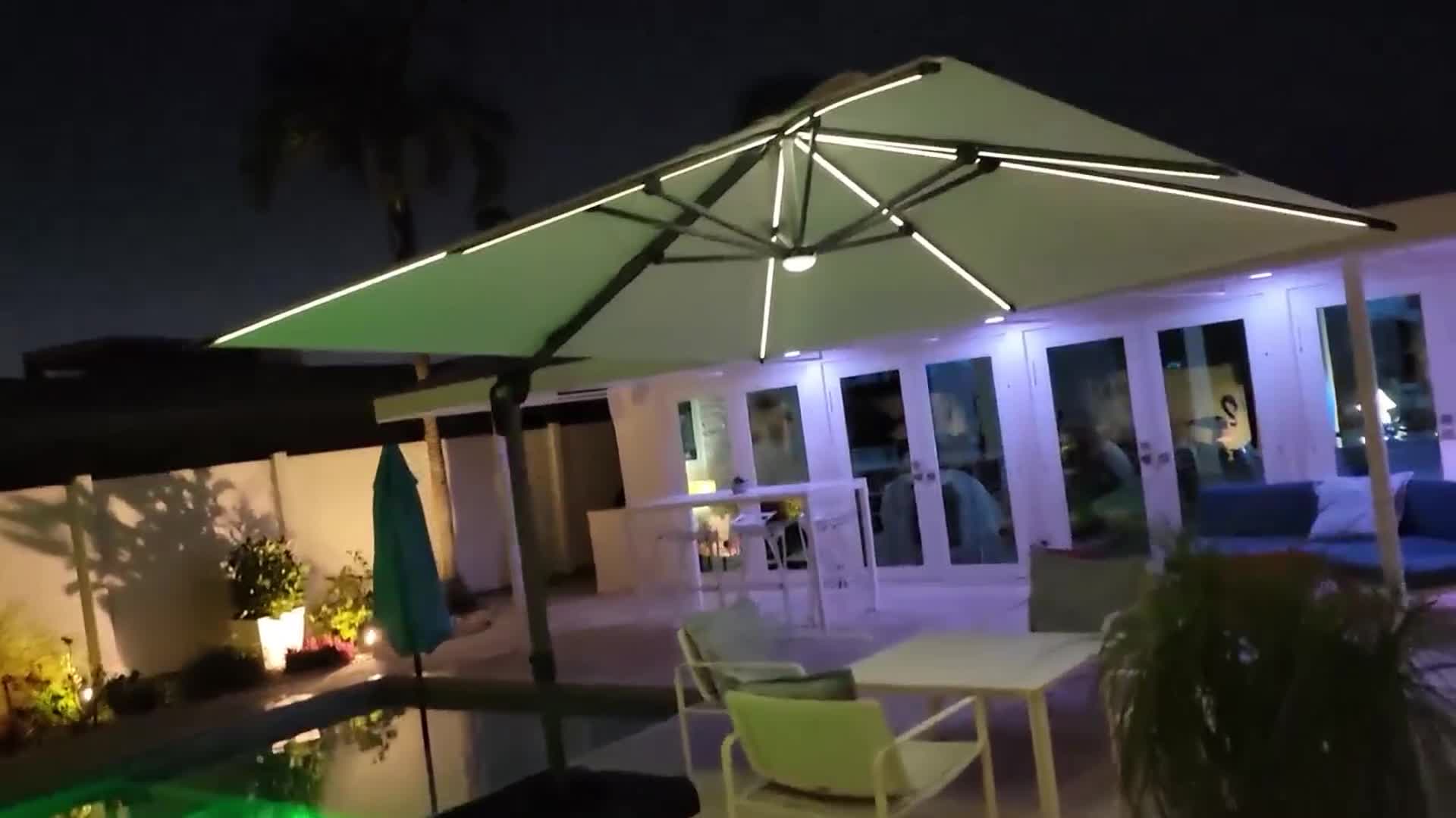PURPLE LEAF Ampelschirm 300 x 300 cm Sonnenschirm mit LED Produktbild-Vorschau 7