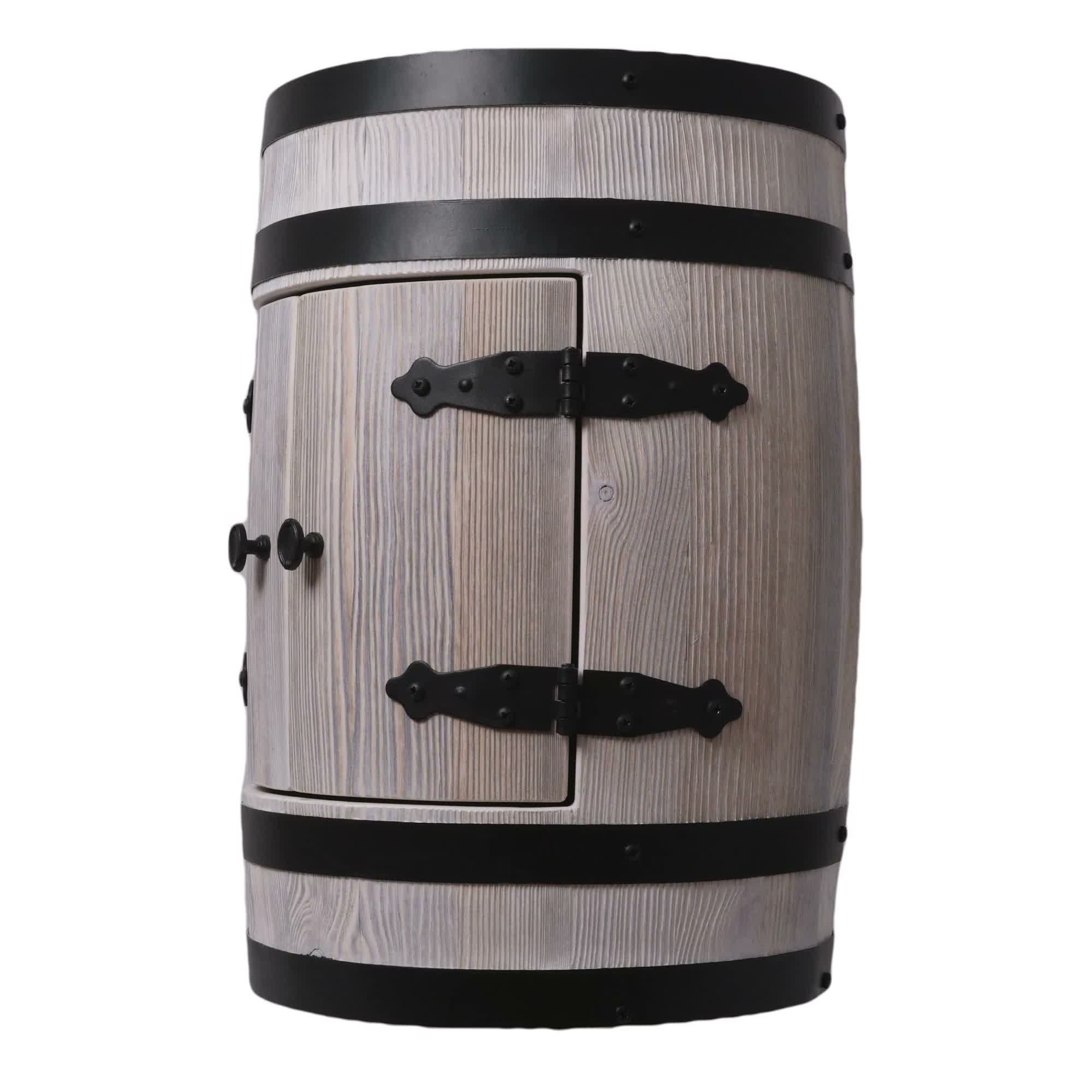 Holzbar Fass 80x55 cm – Massiver Holz Barschrank für Produktbild-Vorschau 7