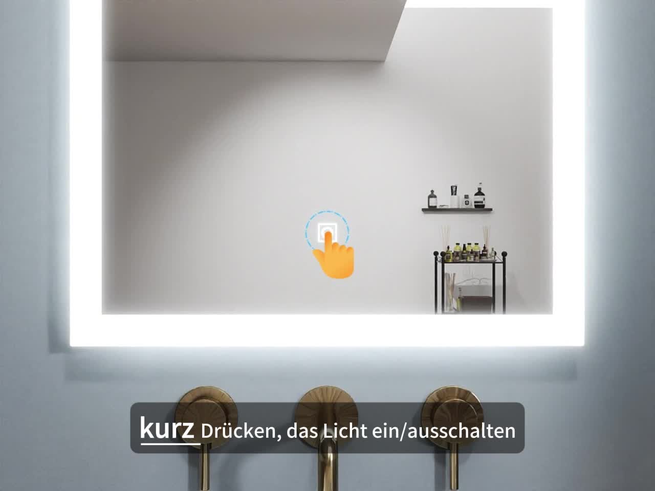 Badspiegel mit Beleuchtung 50×70cm Wandschalter Touch Produktbild-Vorschau 7