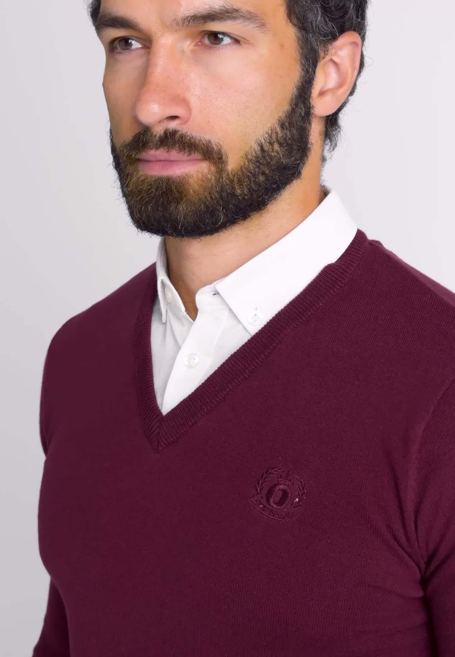OMBRE Pullover mit V-Ausschnitt und Hemdkragen OM-SWSW-0102 Produktbild-Vorschau 7