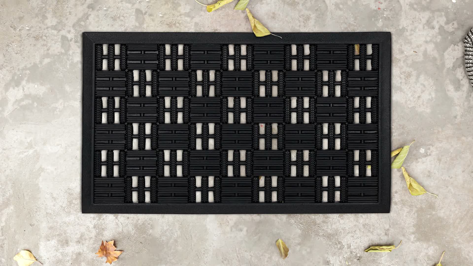 Relaxdays Fußmatte Gummi, 45x75 cm, Türmatte Gitter-Optik, Produktbild-Vorschau 7
