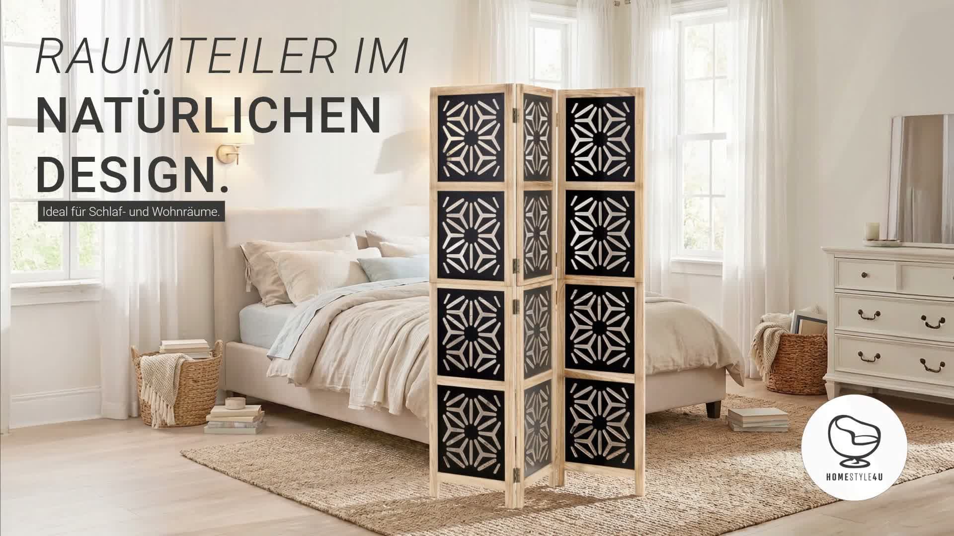 Homestyle4u Paravent Raumteiler 3 teilig Holz Trennwand Produktbild-Vorschau 7
