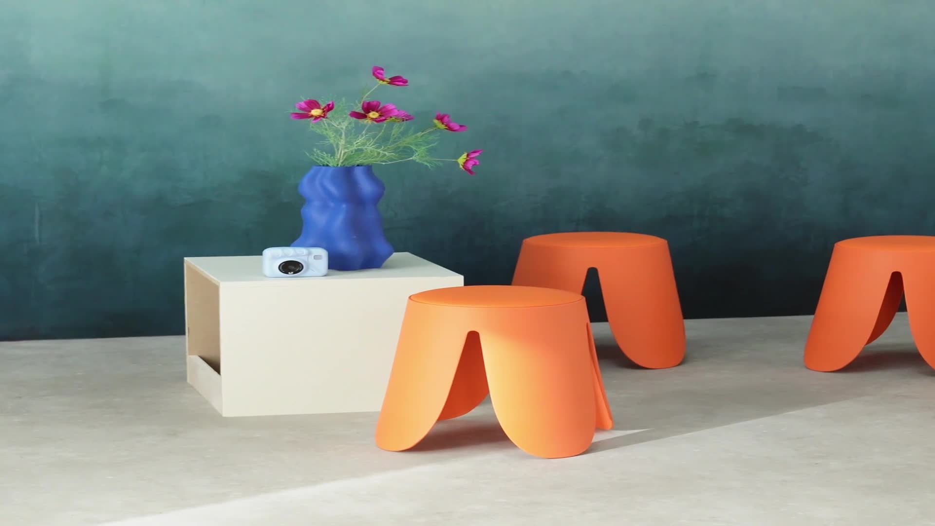 sweeek - 2er-Set stapelbare Hocker mit Kunstleder - Orange Produktbild-Vorschau 7