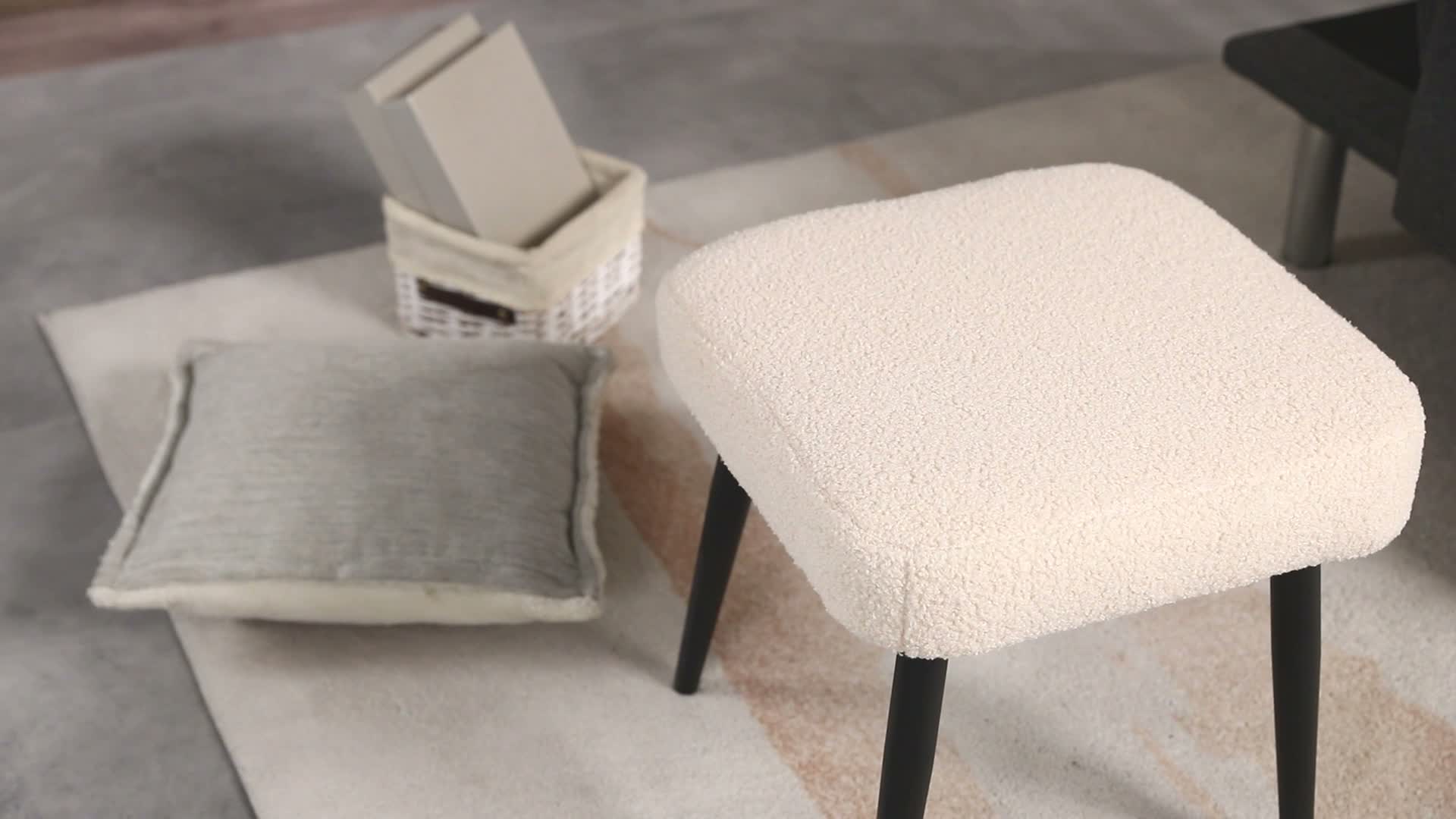 HOMCOM Fußhocker Sitzhocker Quadratischer Schminkhocker mit Produktbild-Vorschau 7
