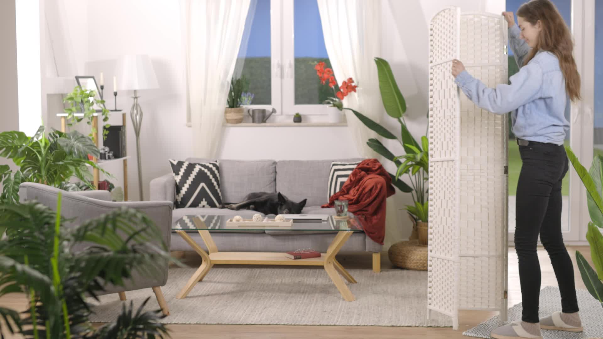 Relaxdays Paravent, HxB: 170 x 120 cm, Trennwand für innen, Produktbild-Vorschau 7