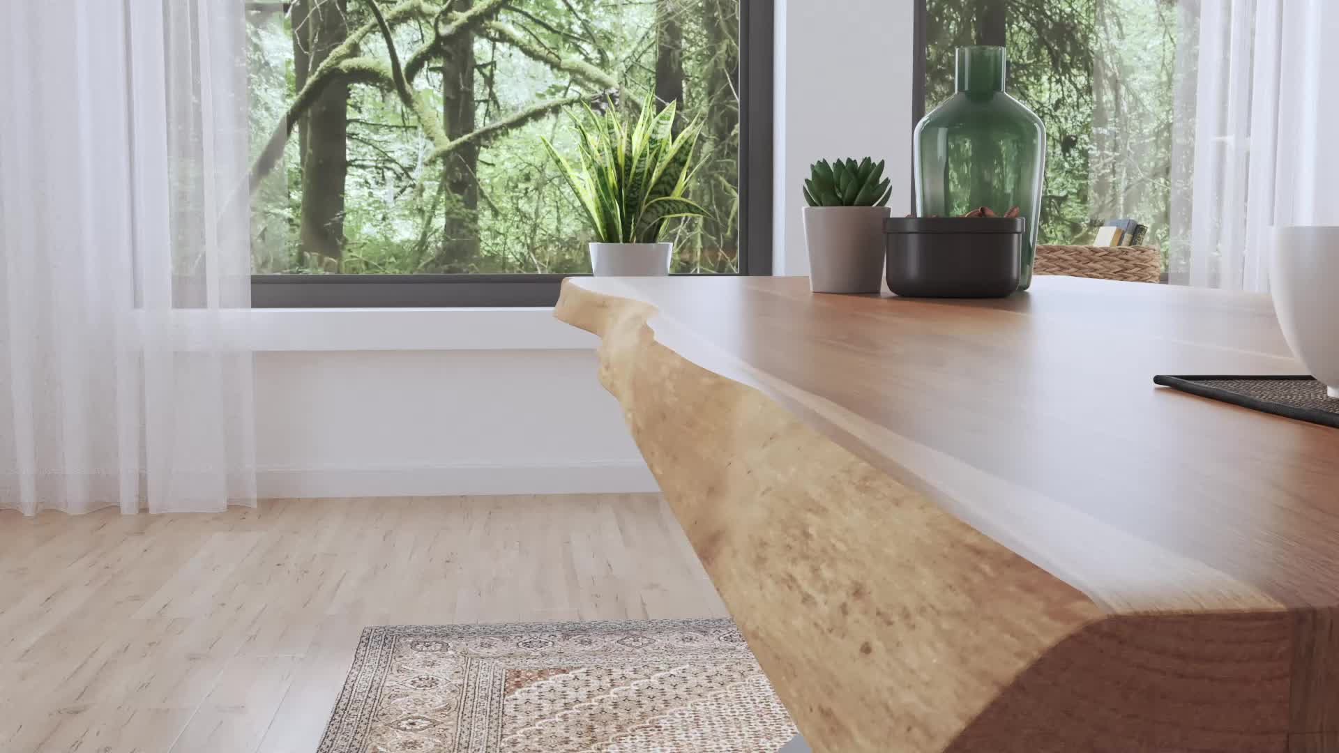 Esstisch 280 x 100 cm Akazie massiv natur Baumkantentisch Produktbild-Vorschau 7