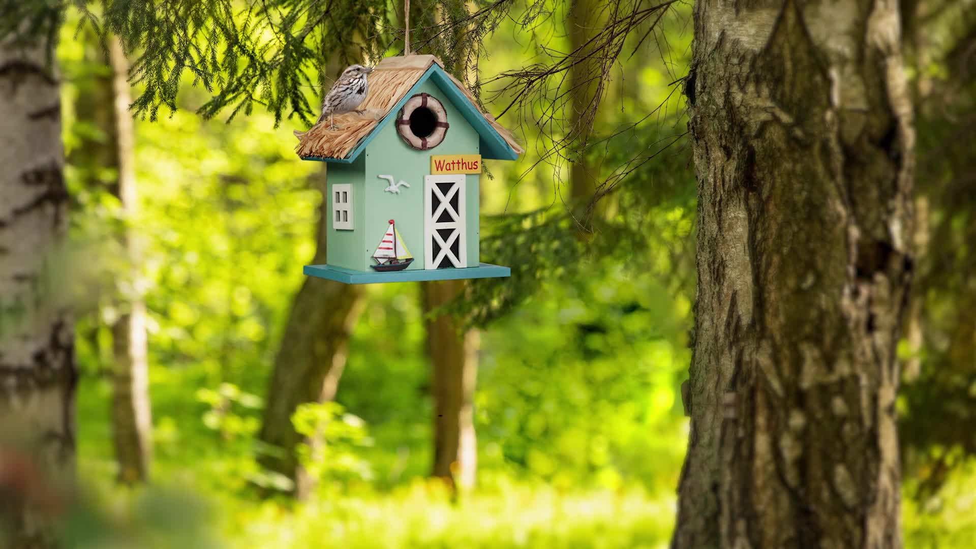 Relaxdays Deko Vogelhaus, Strandhausstil, Holz, zum Produktbild-Vorschau 7