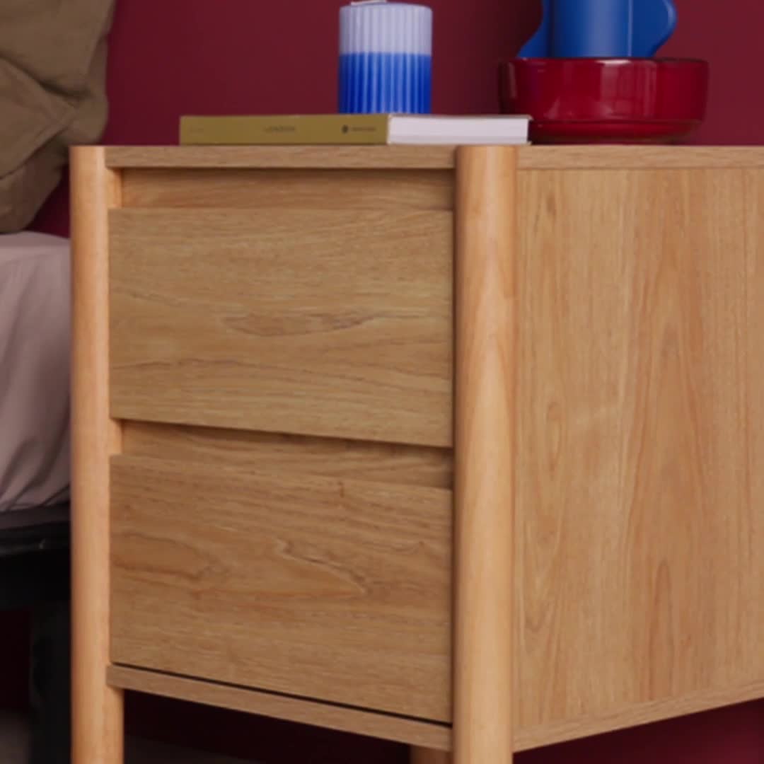 Set 2 comodini decoro legno 2 cassetti , Marrone naturale Anteprima dell’immagine prodotto 7