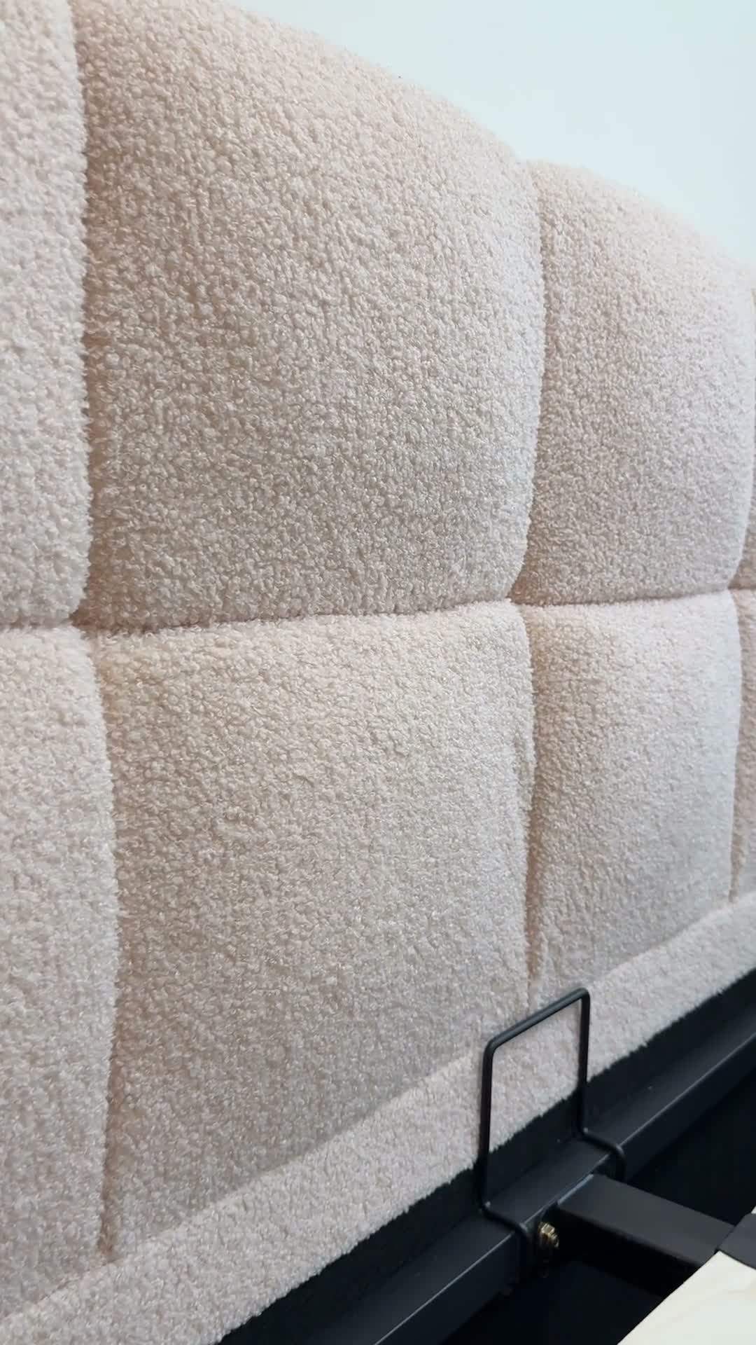 Makavo čalúnená posteľ Teddy 180x200 béžová posteľ z bouclé Náhľad obrázku produktu 7