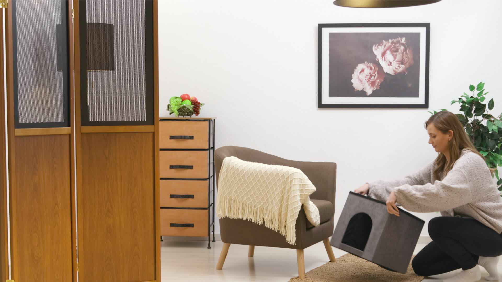 Relaxdays Katzenhöhle Hocker, Versteck für Katzen & kleine Produktbild-Vorschau 7