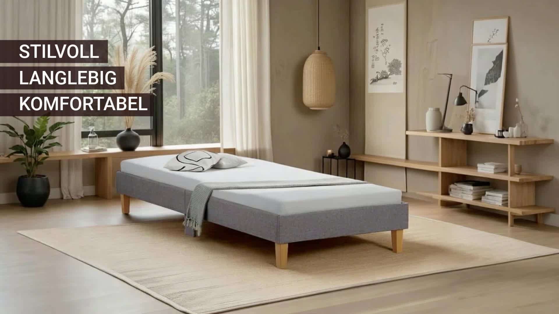 Homestyle4u Polsterbett 90x200 Jugendbett Grau Einzelbett Produktbild-Vorschau 7