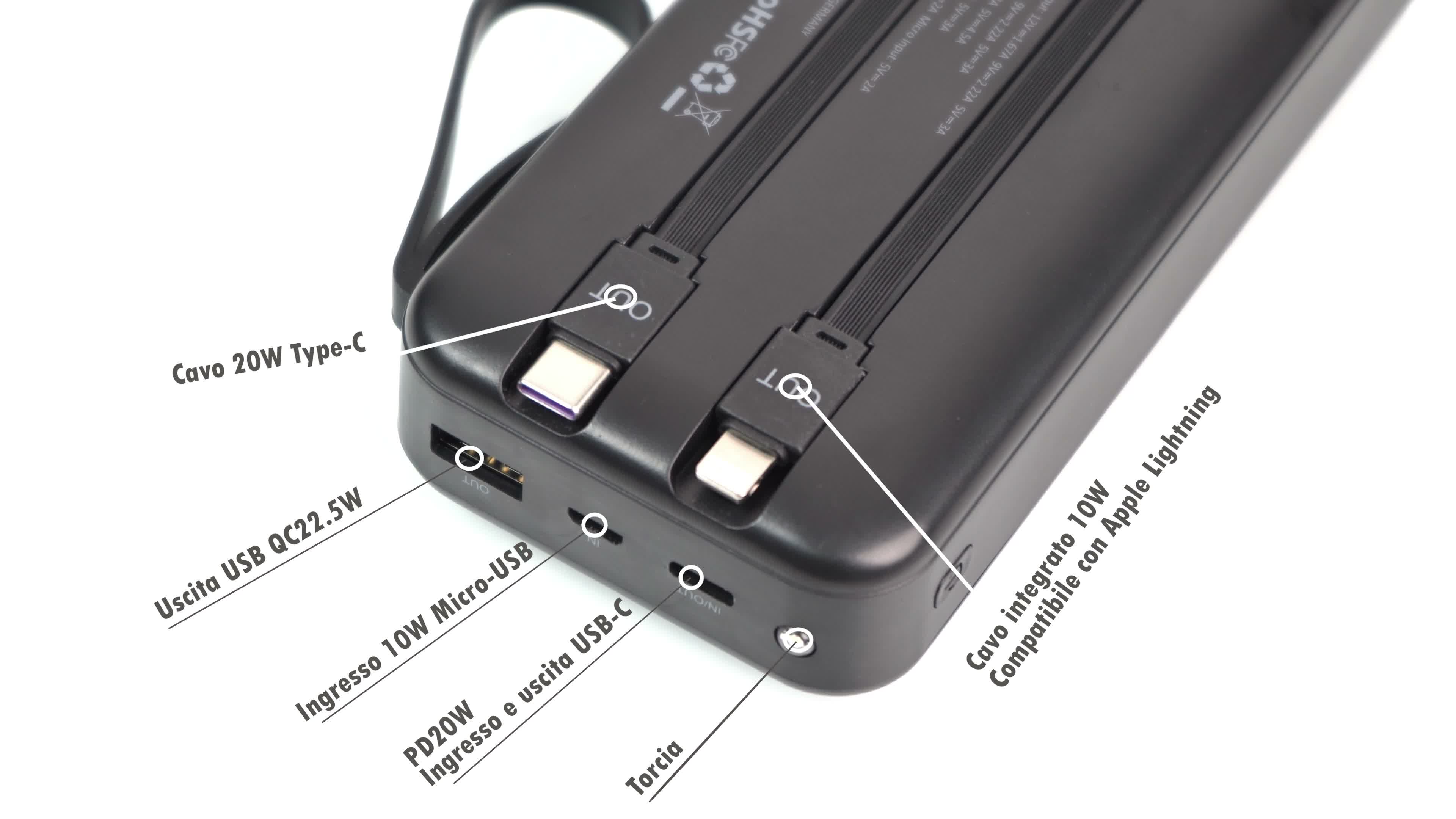 VIESTA® powerbank 20.000 mAh bianca ricarica rapida 22,5 W Anteprima dell’immagine prodotto 7