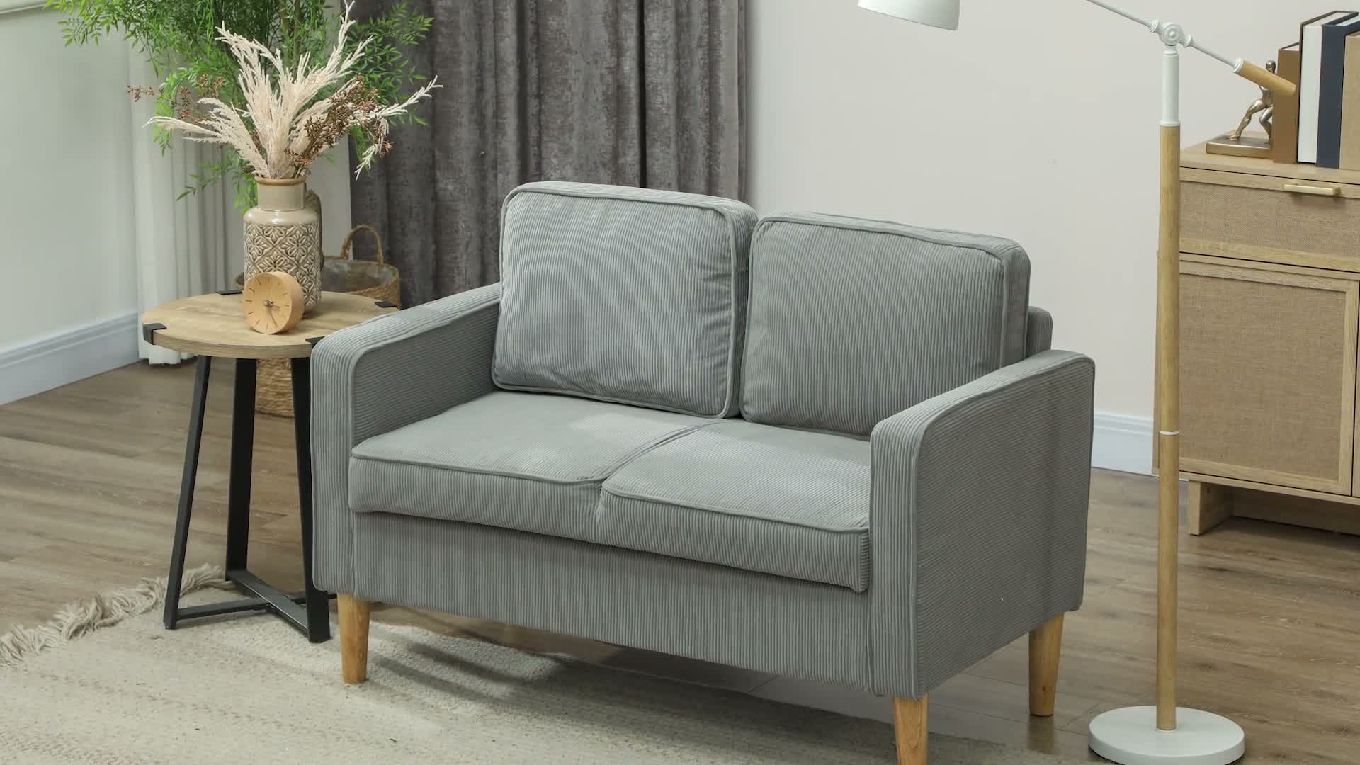 HOMCOM Sofa 2 Sitzer klein Couch mit Armlehne, Stauraum für Produktbild-Vorschau 7