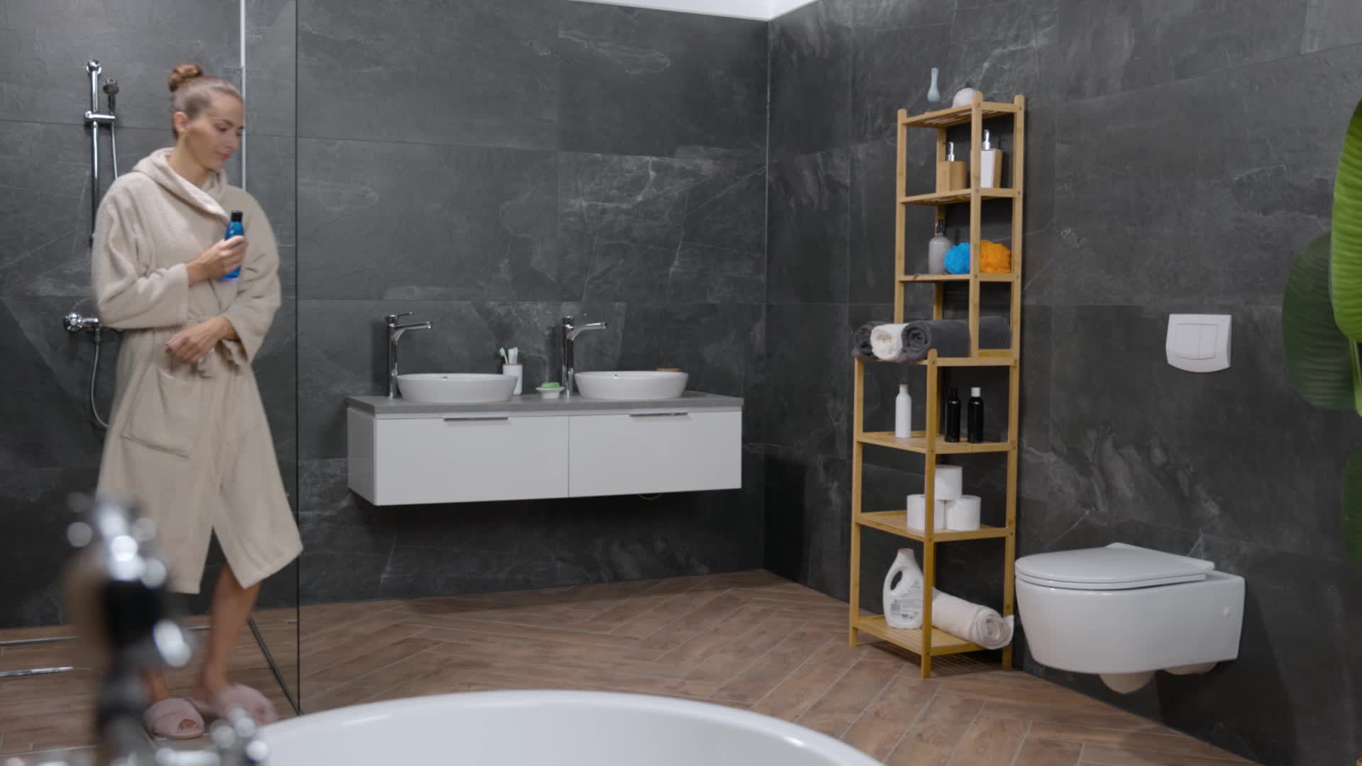 Relaxdays Badregal, Bambus, HxBxT 180 x 44 x 33 cm, 7 Produktbild-Vorschau 7