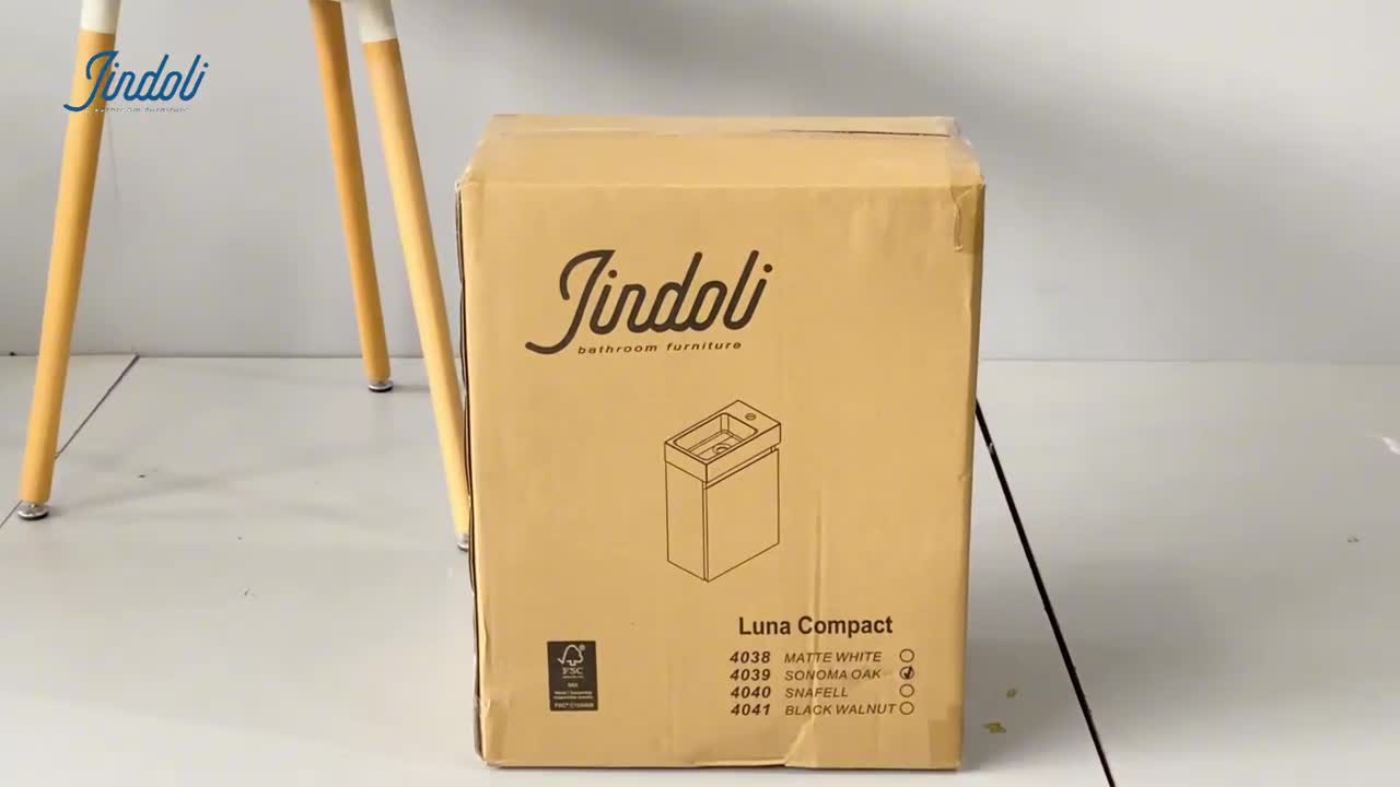 Waschbecken mit Unterschrank 40 cm Mattweiß – JINDOLI Produktbild-Vorschau 7