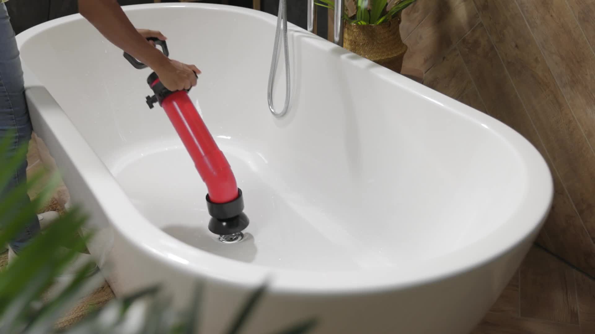 Relaxdays Rohrreinigungspumpe, 2 Aufsätze für Dusche & Produktbild-Vorschau 7