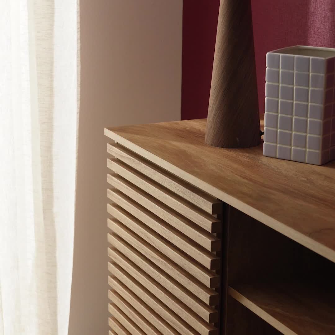 Credenza scandinava in legno con 2 ante scorrevoli Anteprima dell’immagine prodotto 6