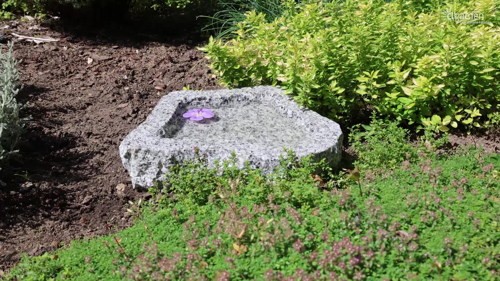 CLGarden Granit Vogeltränke frostsicher Vogelbad Naturform Produktbild-Vorschau 7
