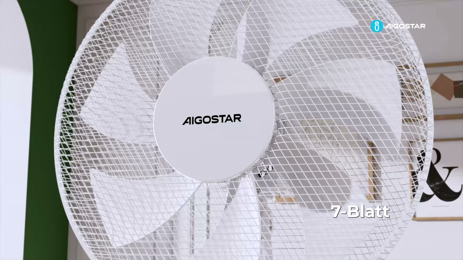 Aigostar  - Standventilator, 3 Geschwindigkeiten, 7 Produktbild-Vorschau 7