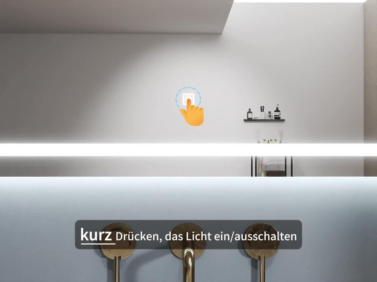Badspiegel mit Beleuchtung 140×80cm Wandschalter Touch Produktbild-Vorschau 7