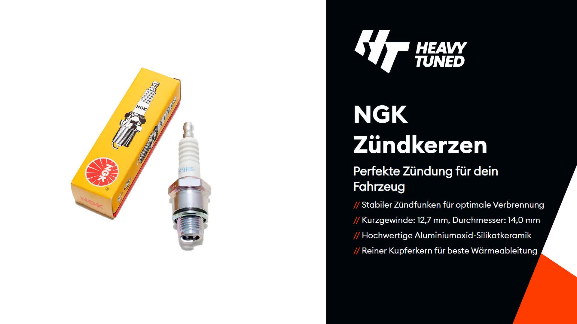 NGK Zündkerze BR9HS entstört, 12,7mm Kurzgewinde Ø 14,0mm, Produktbild-Vorschau 2