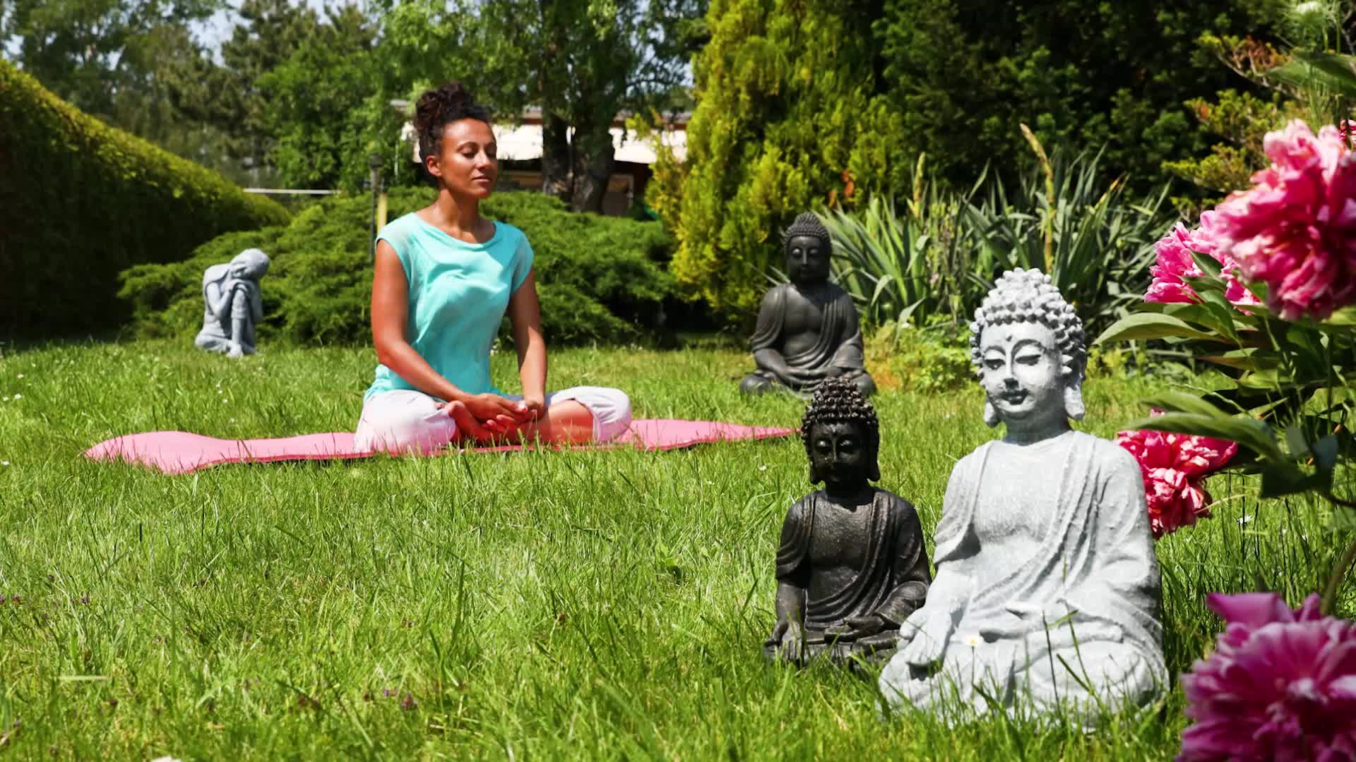 Relaxdays Buddha Figur sitzend, 40 cm hoch, Feng Shui Deko, Produktbild-Vorschau 7